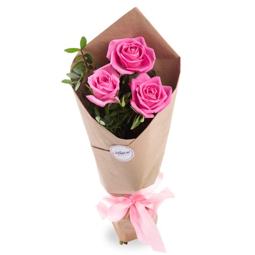 Купить на заказ Букет из 3 розовых роз с доставкой в Каскелене