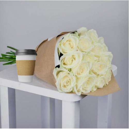 Купить на заказ Кофе с цветами с доставкой в Каскелене