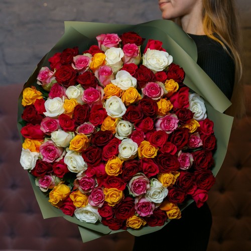Купить на заказ Букет из 101 розы (микс) с доставкой в Каскелене