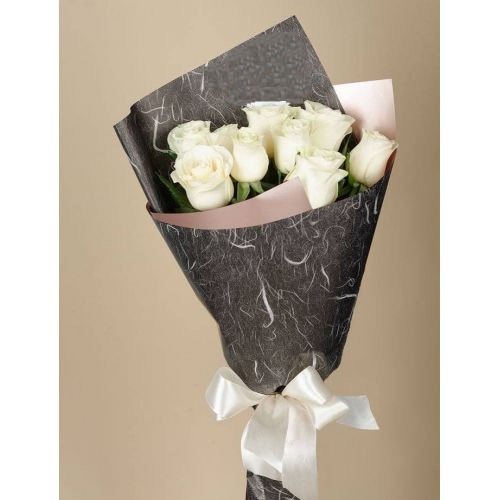 Купить на заказ Букет из 9 белых роз с доставкой в Каскелене